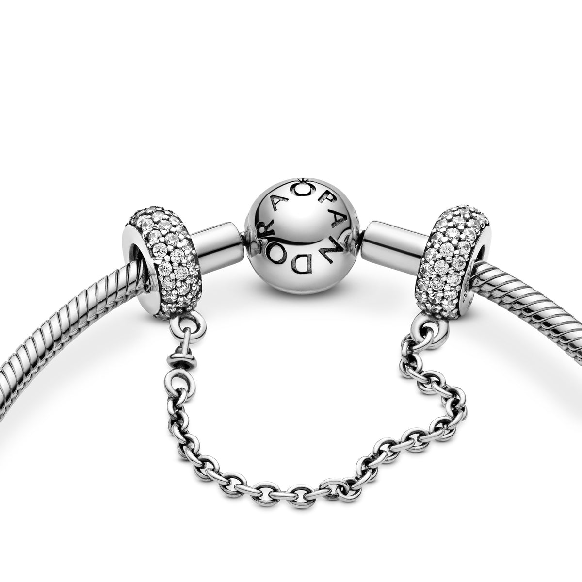 Pandora Sprankelend Pavé Veiligheidsketting Bedel zilver 791736CZ