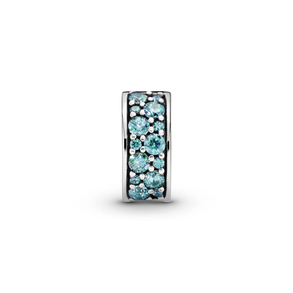 Pandora Teal Pavé Clip Bedel zilver 791817MCZ