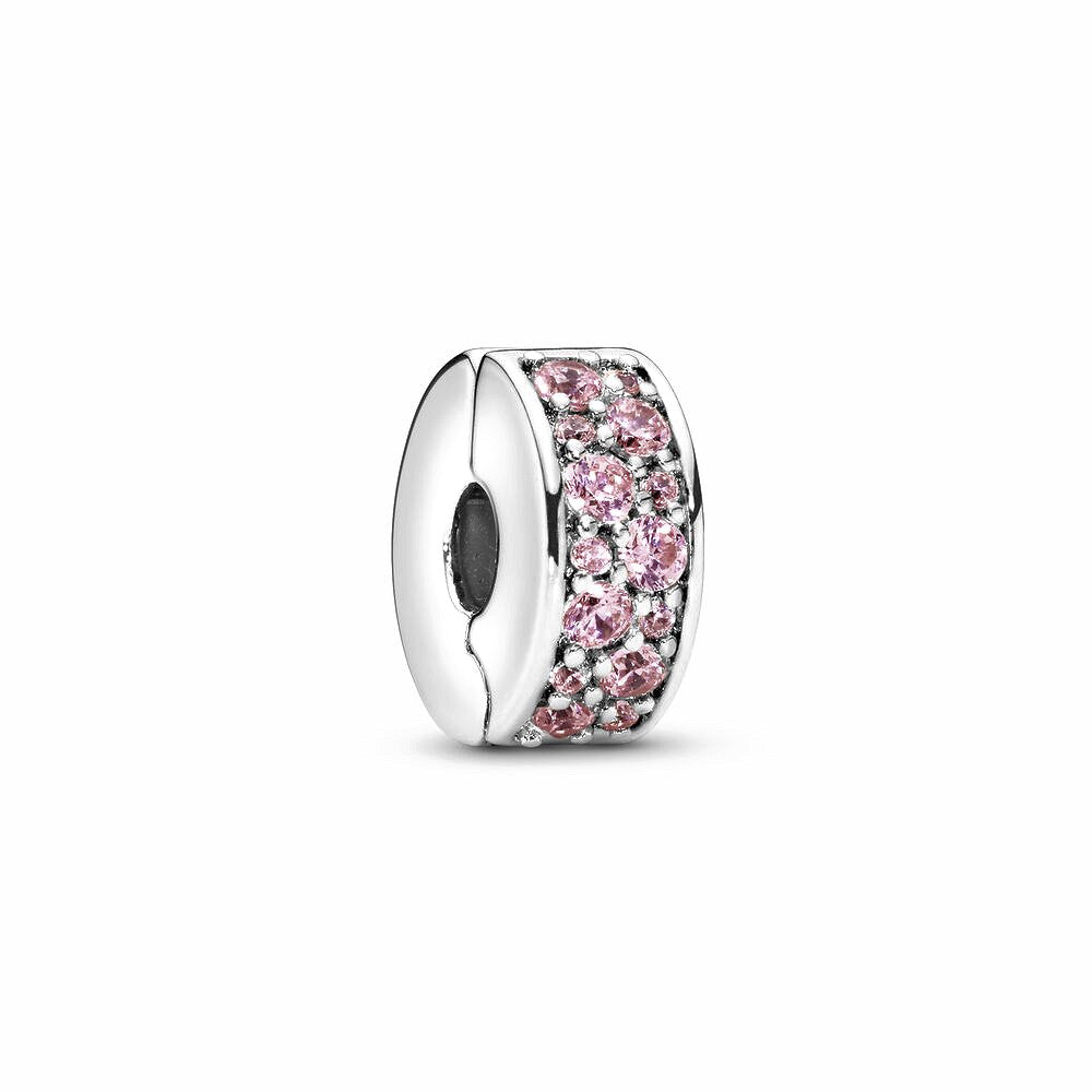 Pandora Pink Pavé Clip Charm zilver - 791817PCZ