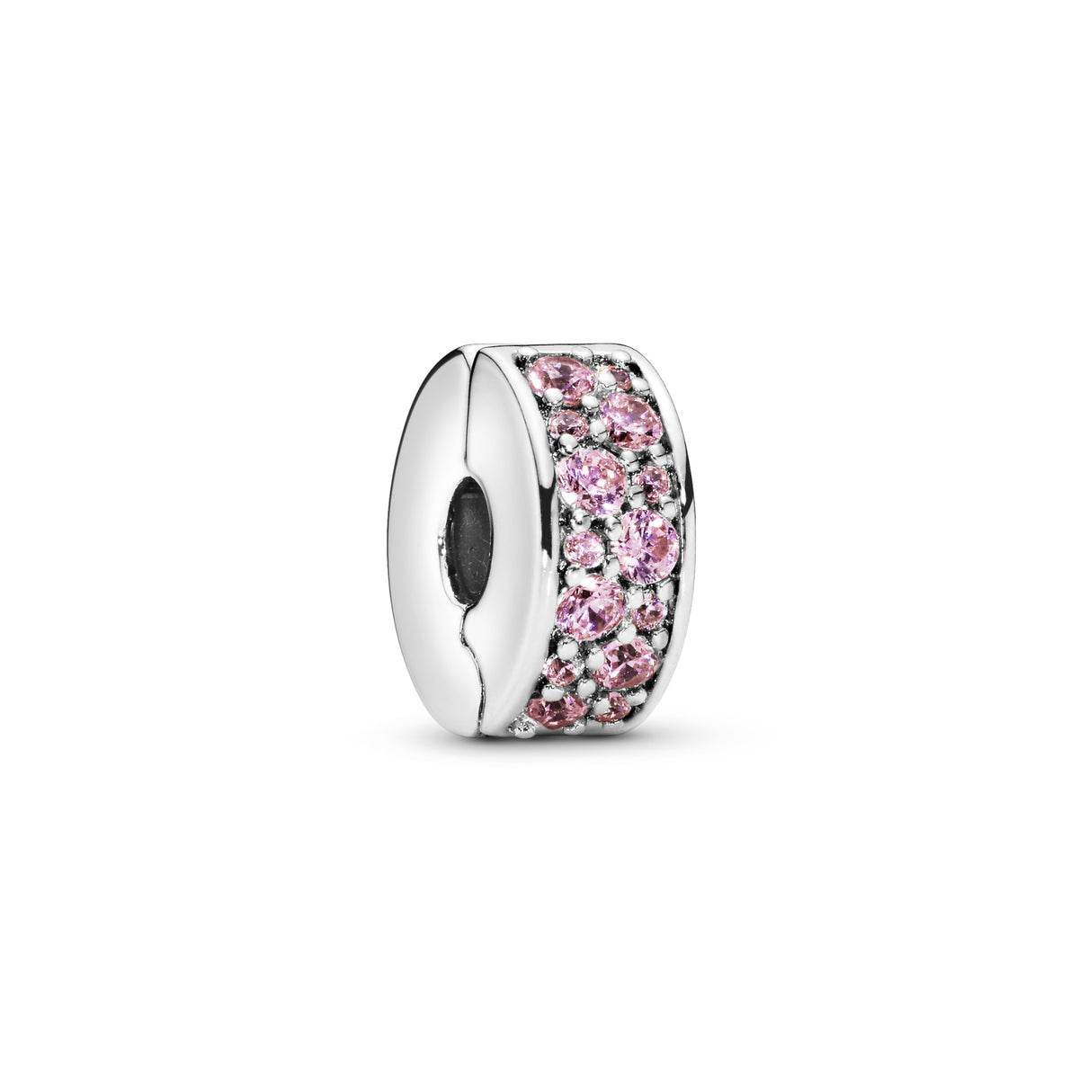Pandora Roze Pavé Clipbedel zilver
