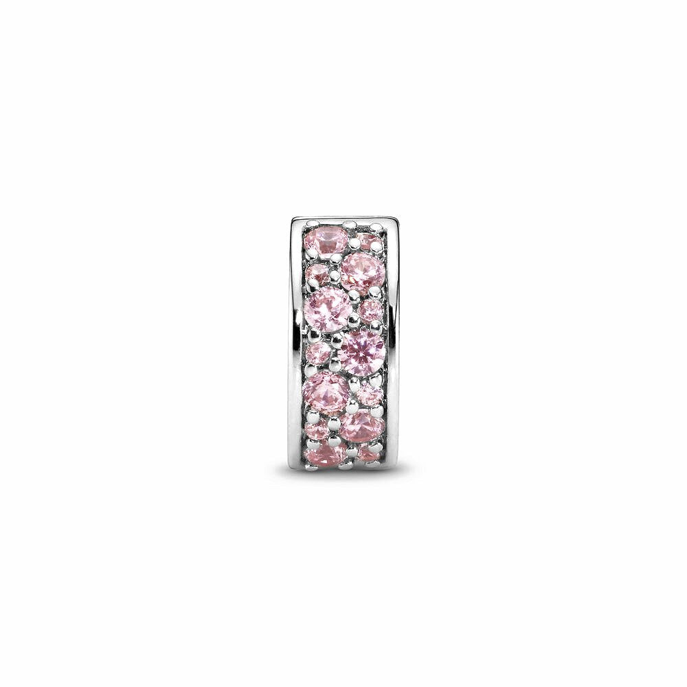 Pandora Pink Pavé Clip Charm zilver - 791817PCZ