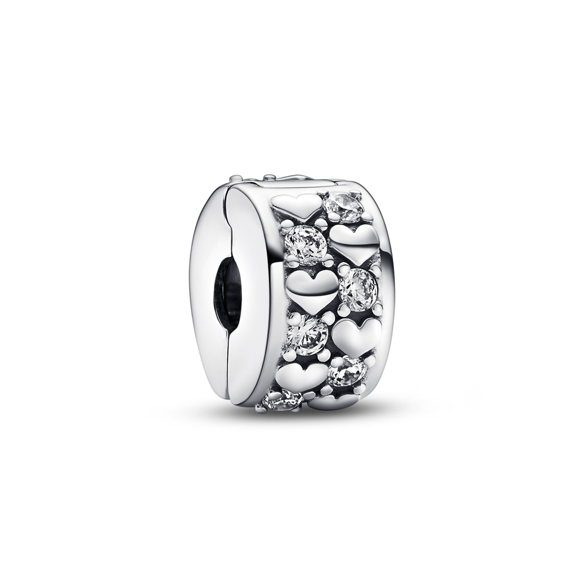 Pandora Infinite Hearts Sparkling Clipbedel zilver