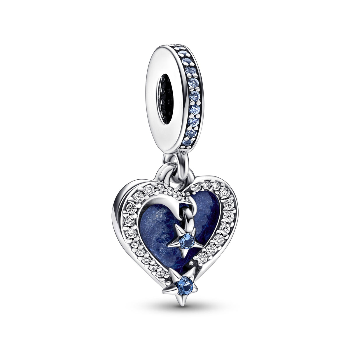 Pandora Dubbel Hangende Bedel Vallende Ster & Hart zilver