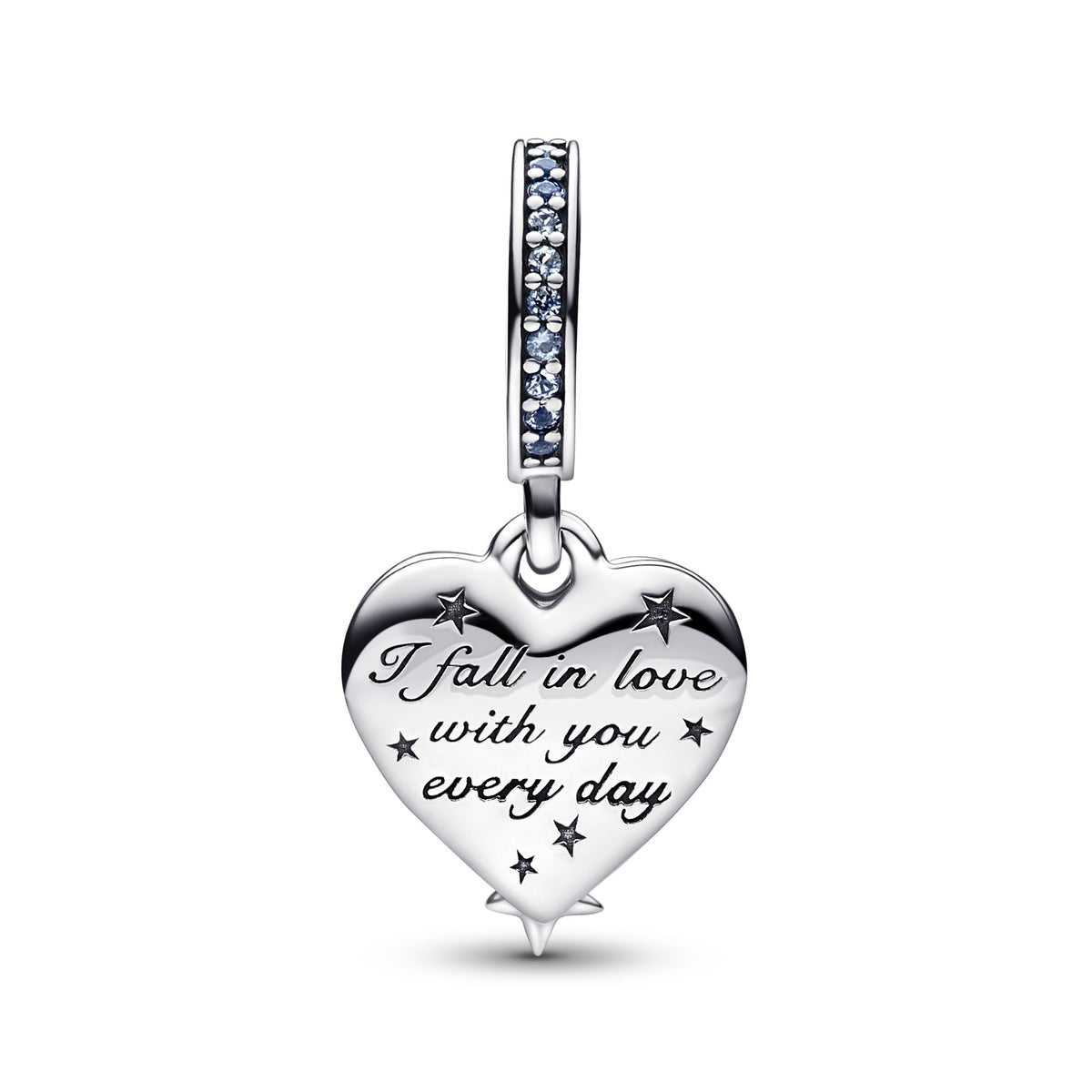 Pandora Dubbel Hangende Bedel Vallende Ster & Hart zilver 792356C01