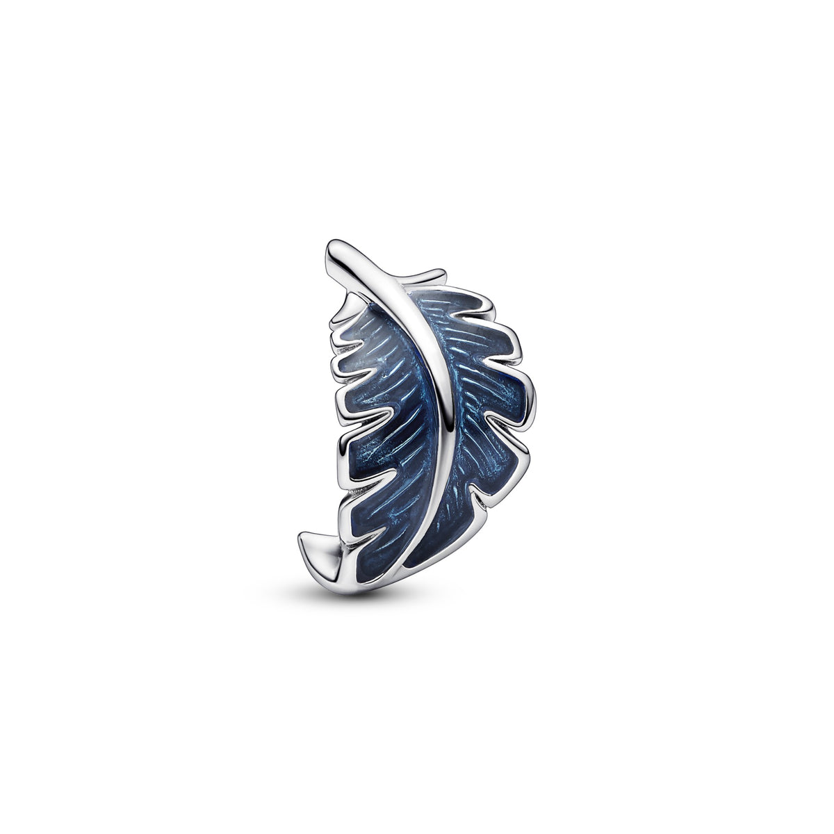 Pandora Blauwe ronde veer bedel zilver 792576C01