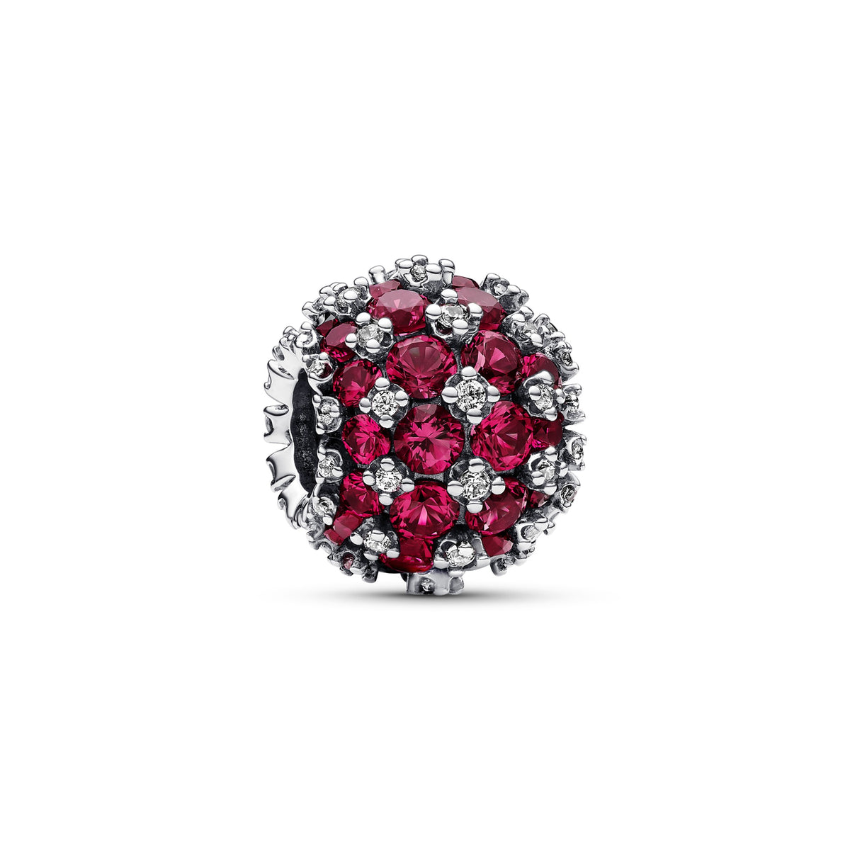 Pandora Sprankelende, roze, ronde pavébedel zilver