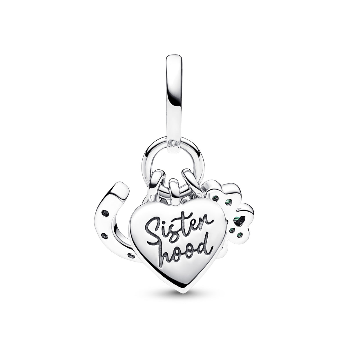 Pandora Klavertjevier, hart en hoefijzer drievoudige hangende bedel zilver 792755C01