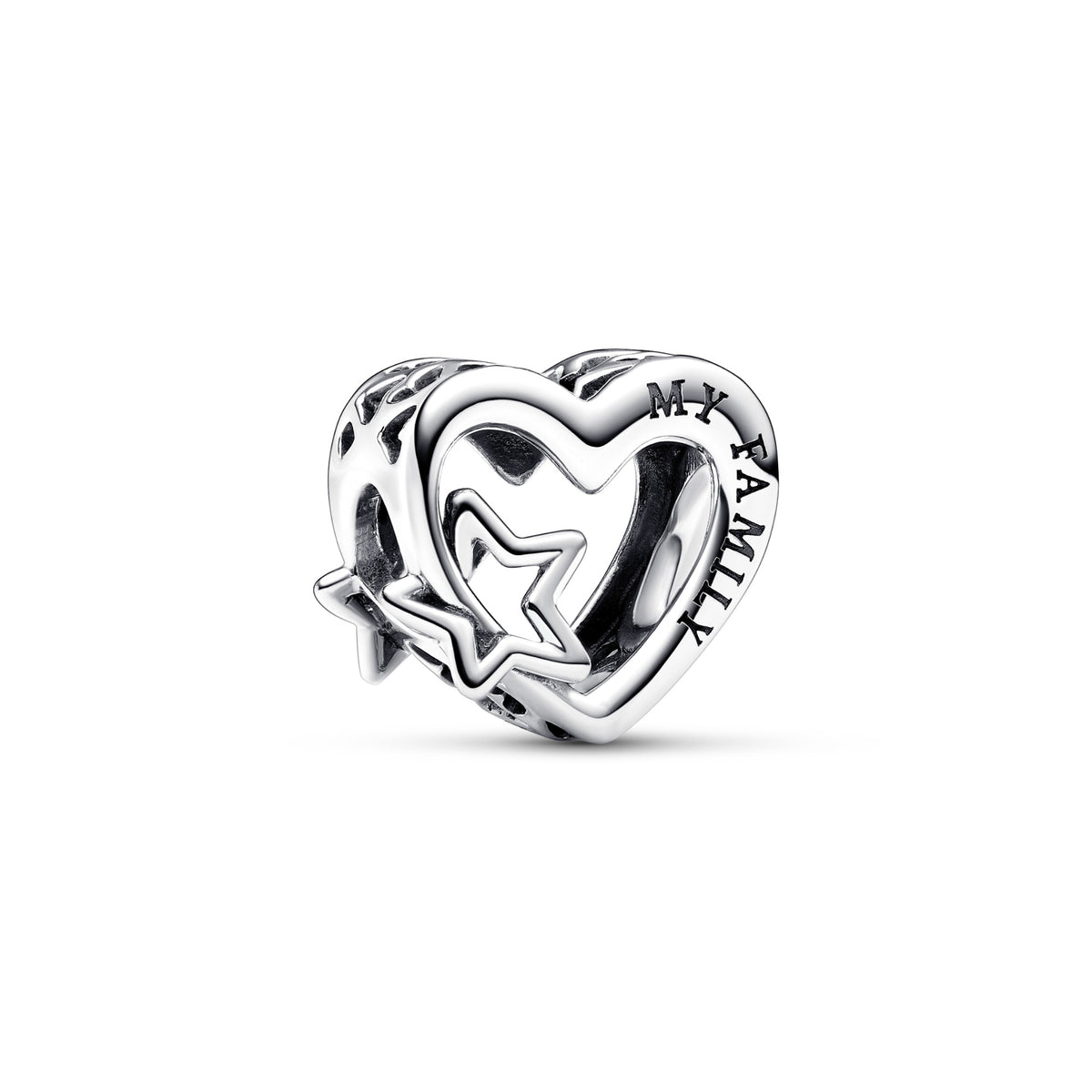 Pandora Opengewerkte Familie Hart & Ster Bedel zilver
