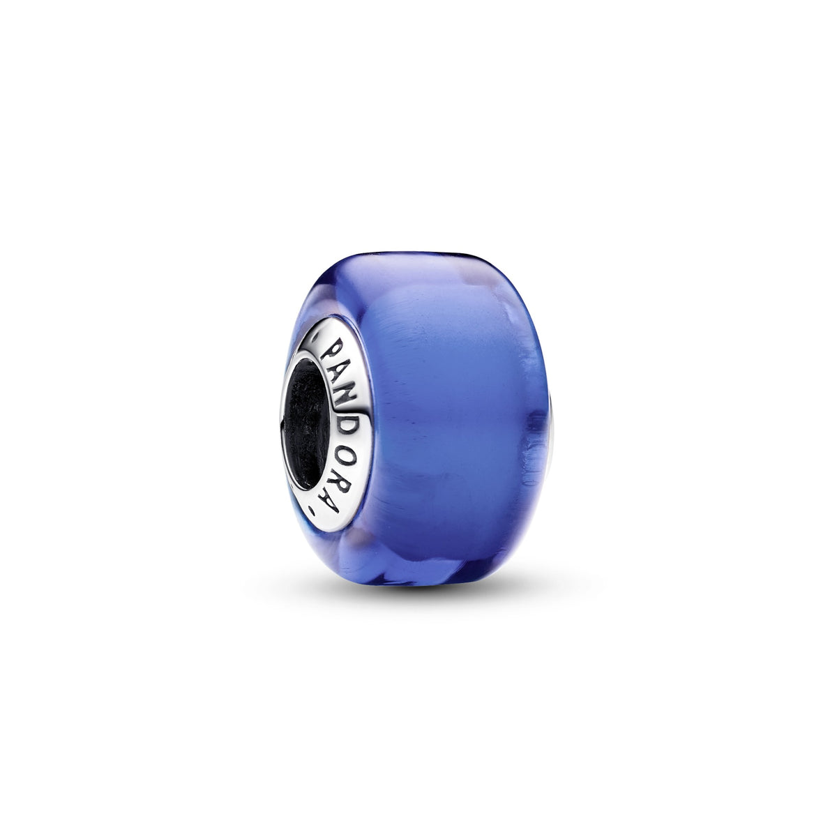Pandora Blauwe minibedel van muranoglas zilver