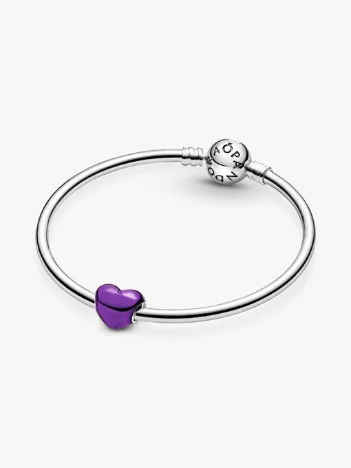 Pandora Metallic Purple Heart Charm zilver - 793337C01