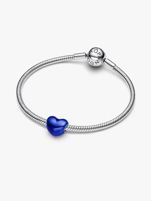 Pandora Metallic Blauwe Hart Bedel zilver - 793337C05