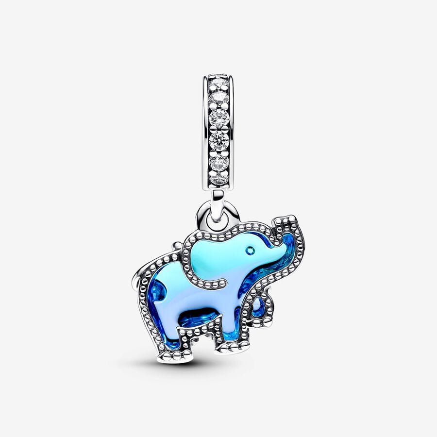 Pandora Blauwe Muranoglas Olifant Hangende Bedel zilver - 793339C01