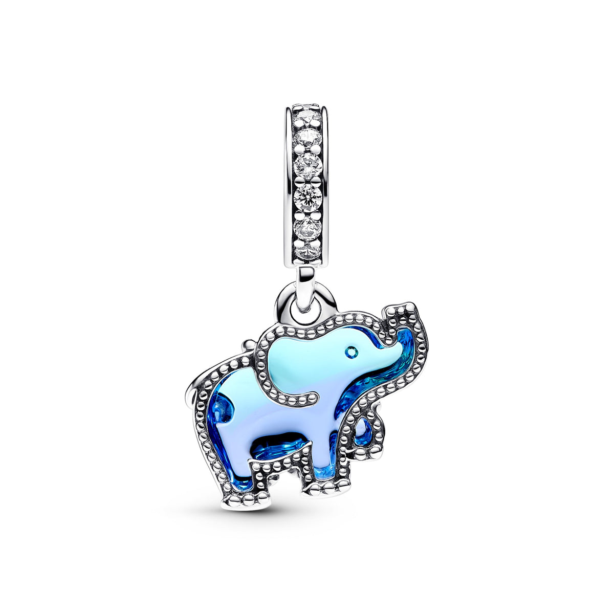 Pandora Blauwe Muranoglas Olifant Hangende Bedel zilver 793339C01