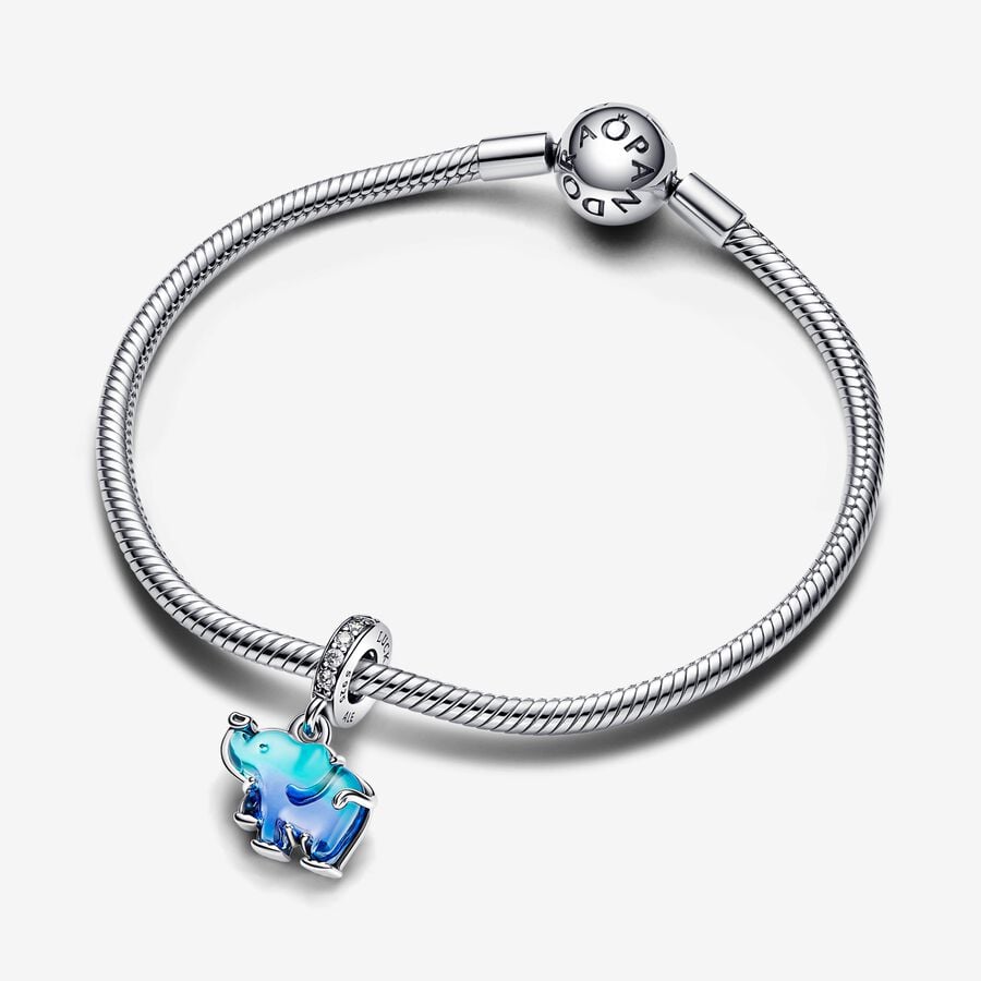 Pandora Blauwe Muranoglas Olifant Hangende Bedel zilver - 793339C01