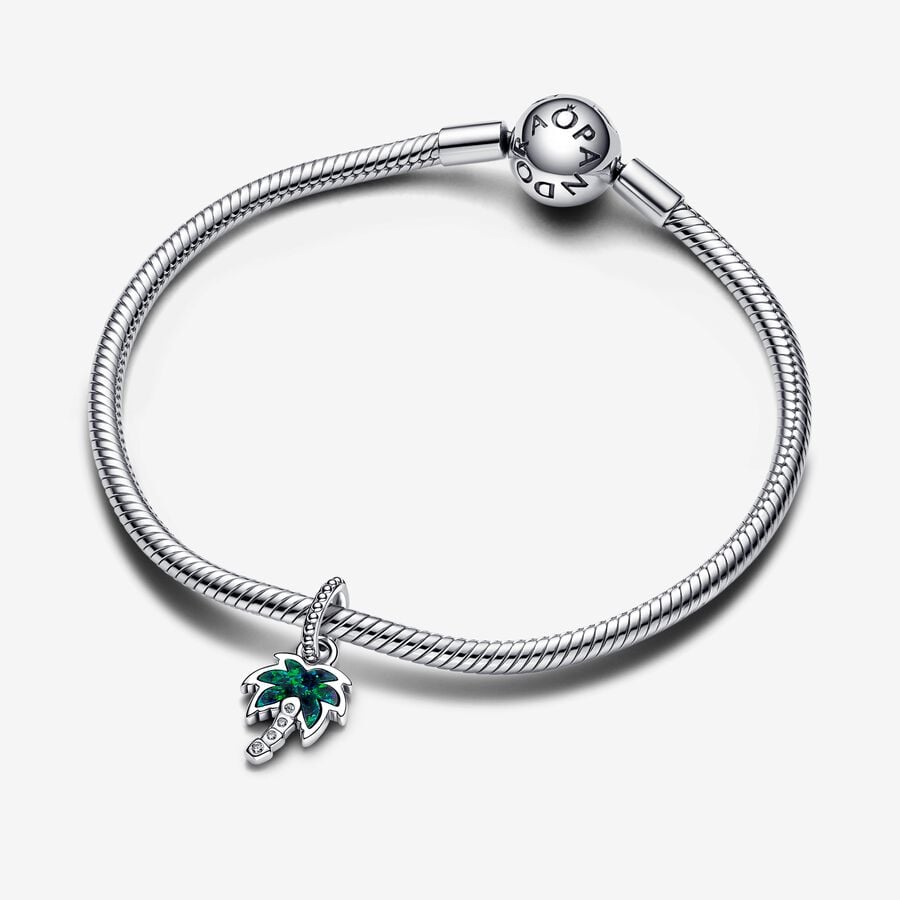 Pandora Opalescent Groene Palmboom Hangende Bedel zilver - 793352C01