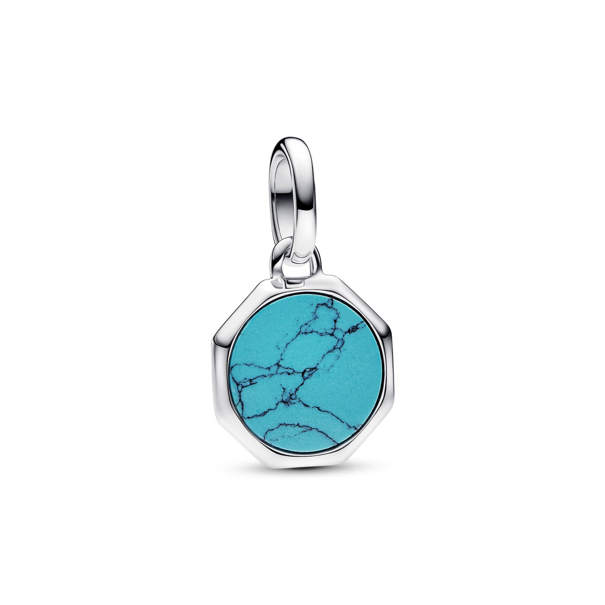 Pandora Turkooiskleurige Graveerbare Mini Medaillonbedel zilver