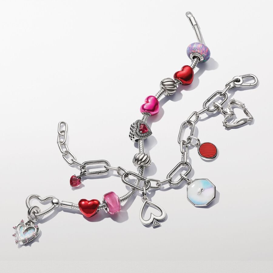 Pandora Rood Muranoglas Graveerbare Mini Medaillonbedel zilver medallion - 793389C01