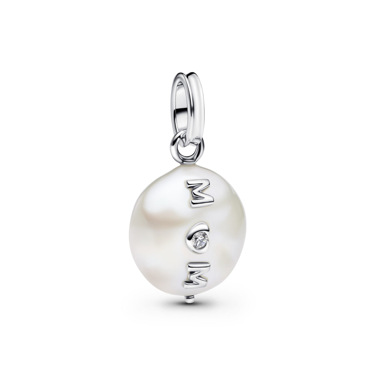 Pandora Mum-bedel met behandelde gecultiveerde barokparel zilver