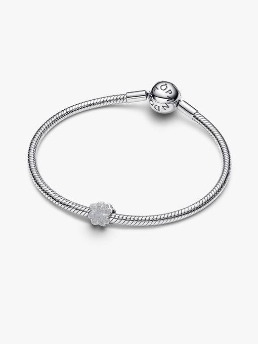 Pandora Getextureerd Klavertje Vier Minibedel zilver - 794047C00