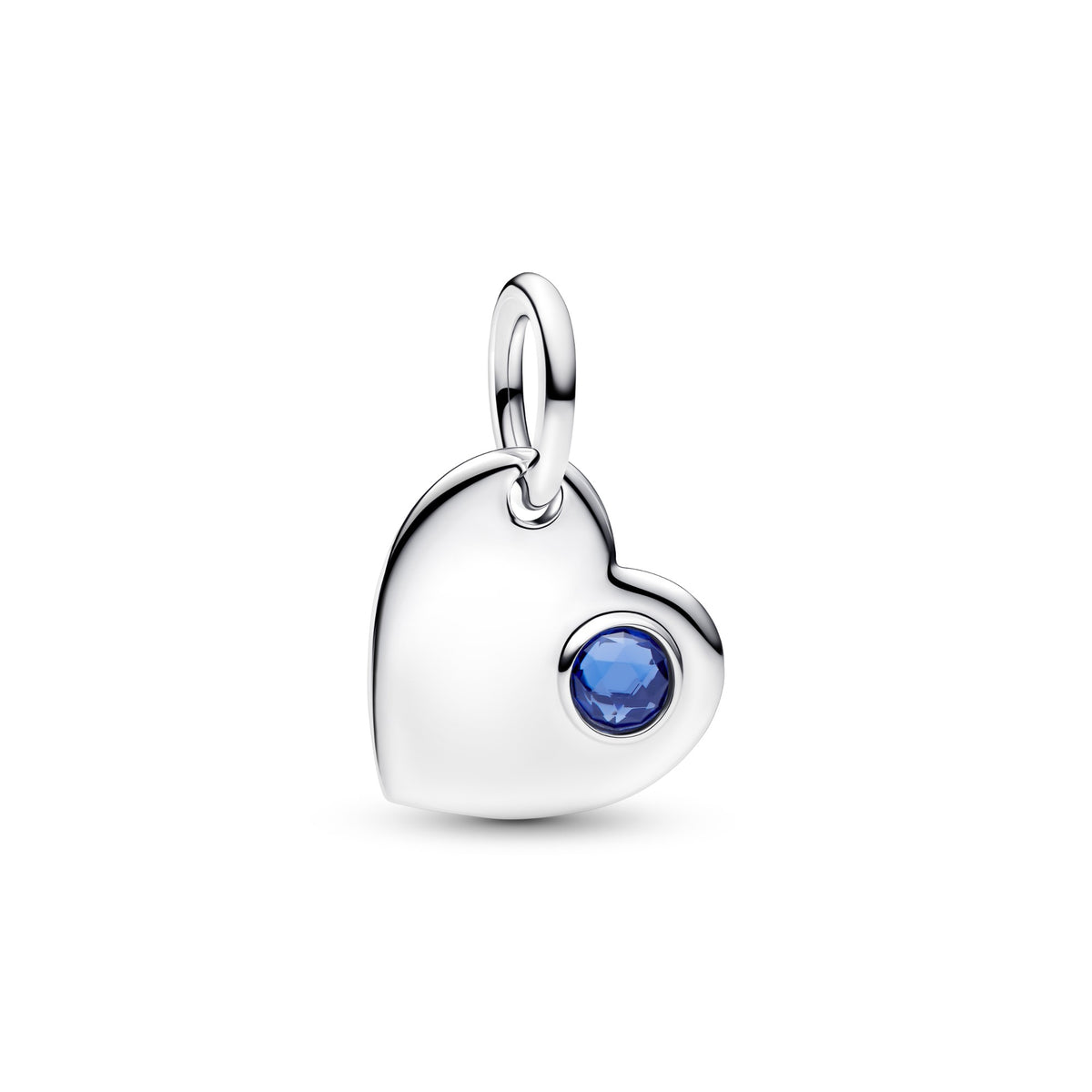 Pandora September Graveerbare Hart Blauwe Steen Hangende Bedel zilver
