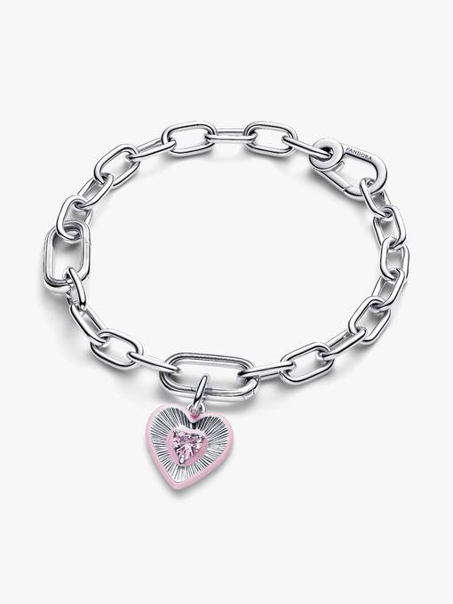 Pandora Stralend Roze Hart Medaillonbedel zilver medallion - 794409C01