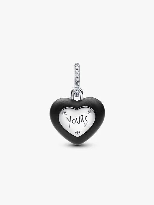 Pandora Matzwart Keramisch Hart Hangslot Hangende Bedel zilver - 794424C02