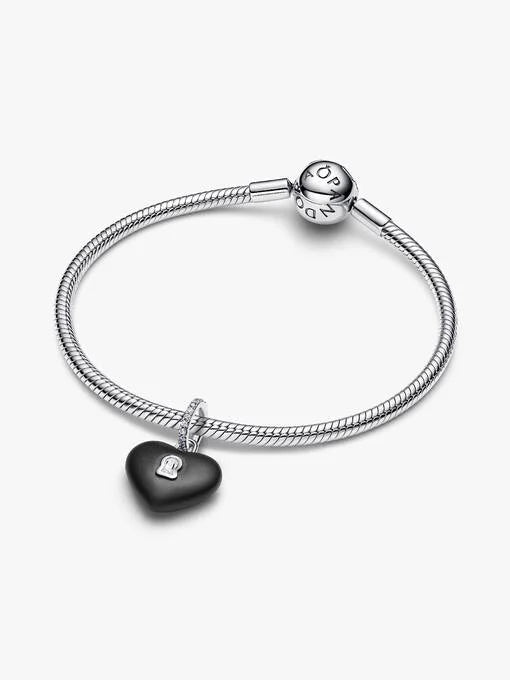Pandora Matzwart Keramisch Hart Hangslot Hangende Bedel zilver - 794424C02