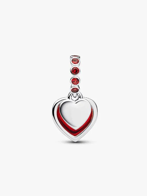 Pandora Rood Muranoglas Rood Hart Hangende Bedel zilver - 794429C01