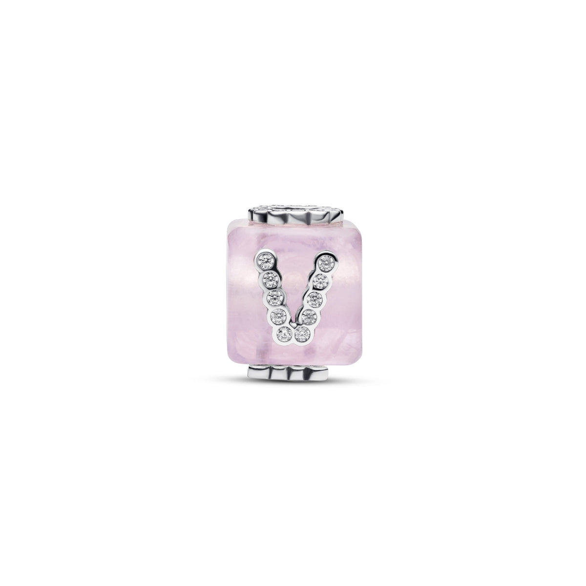 Pandora Roze Muranoglazen Liefdeskubus Bedel zilver 794433C01