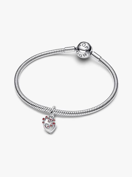 Pandora Verbonden Harten & Rode Stenen Hangende Bedel zilver - 794435C01