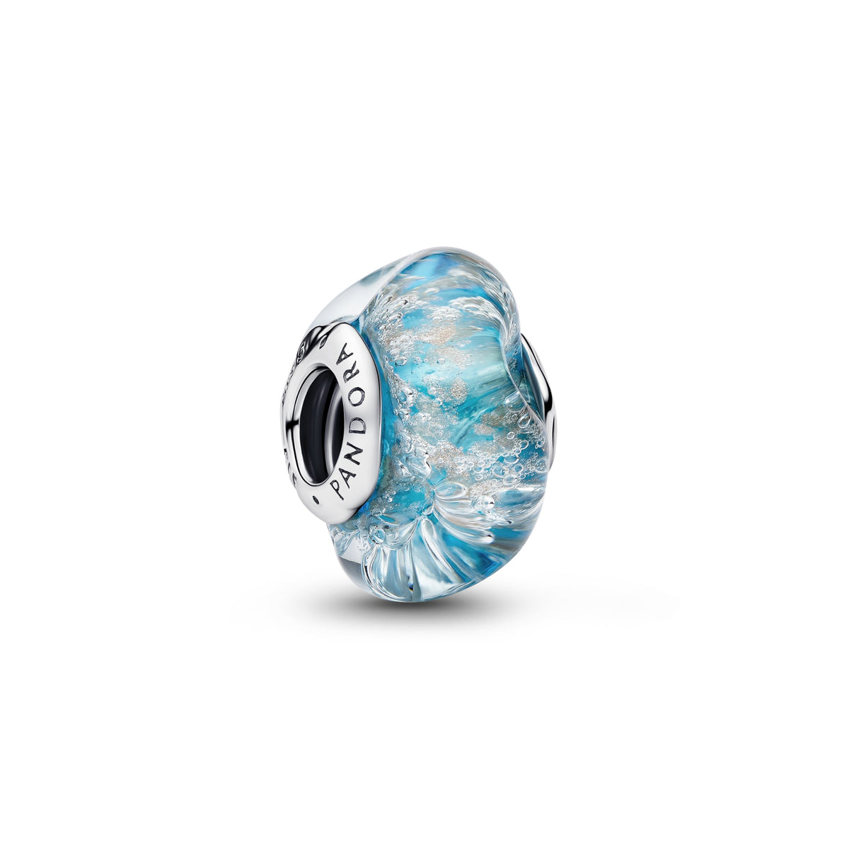 Pandora Turkoois Murano-glas & Glitter Bedel zilver
