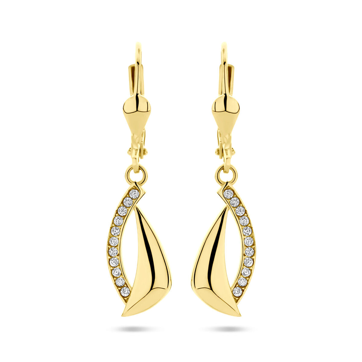 Fantasy Collection 14K Geelgouden Oorbellen met Zirkonia voor Dames 4033515 oorhangers