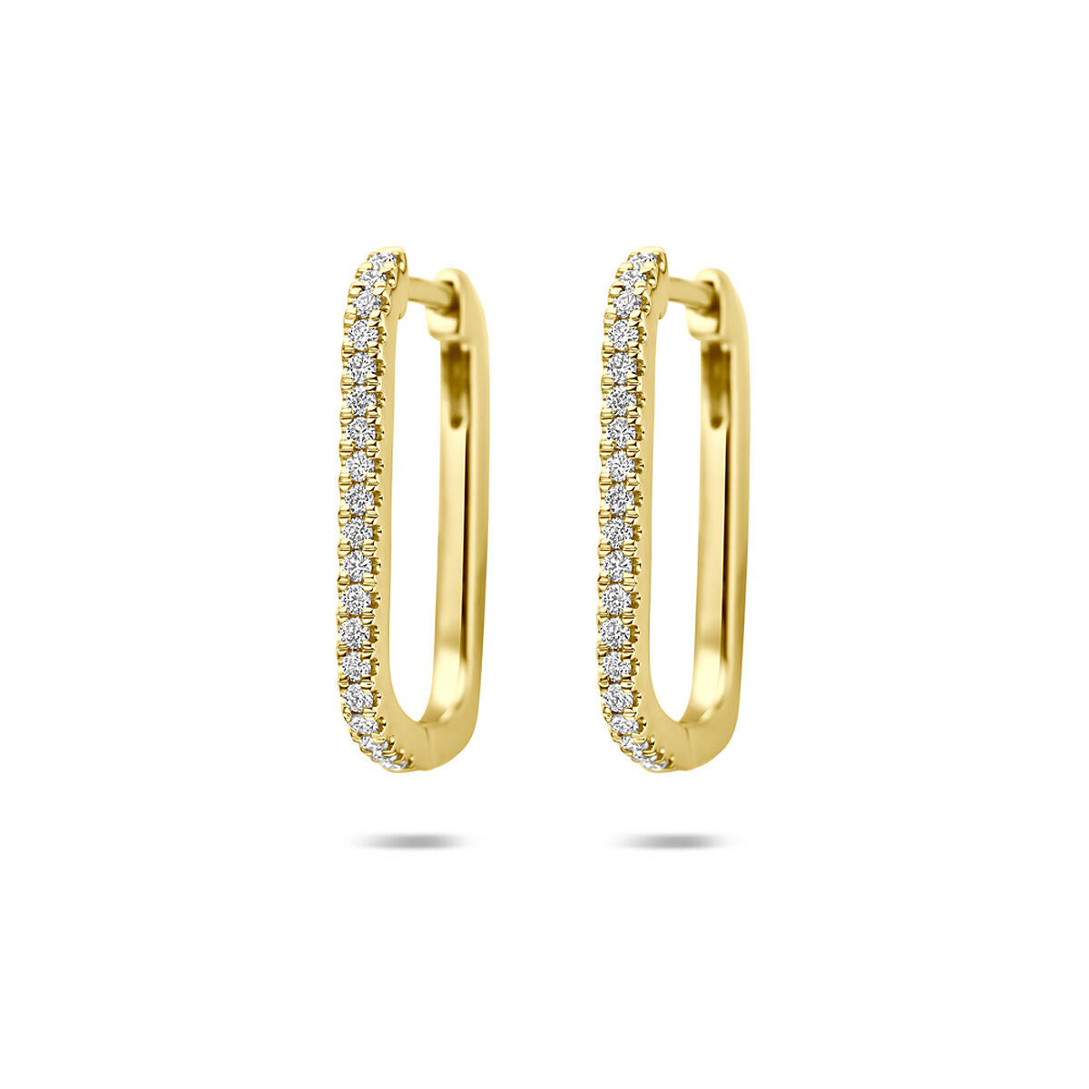 Fantasy Collection Oorbellen lab grown diamant 0.19ct (2x 0.095ct) g vs 18 mm 14K geelgoud