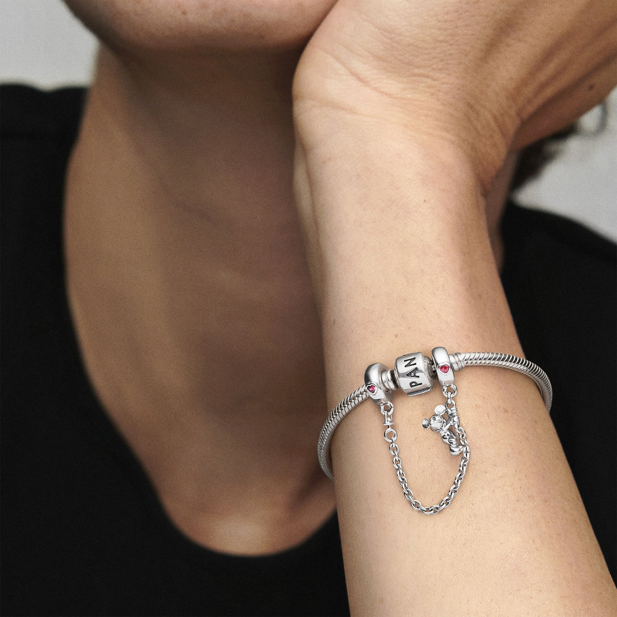 Pandora Disney, Climbing Mickey Veiligheidsketting zilver 797173CZR