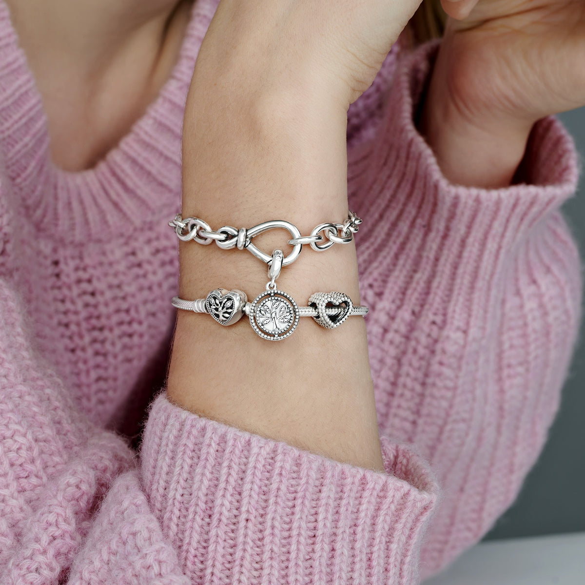 Pandora Met Kralen Bezet Open Hart Bedel zilver 797516
