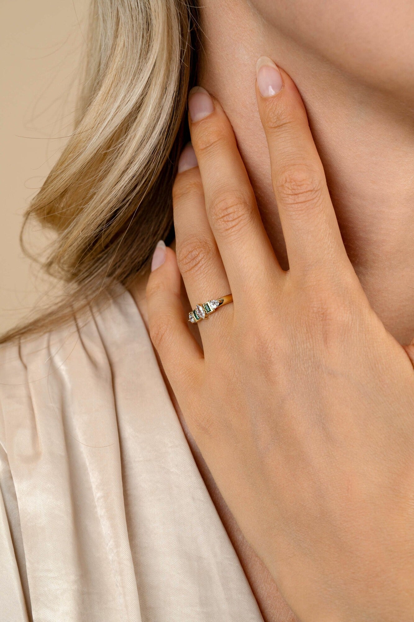 ZINZI Verguld Zilveren Ring met Groene Zirkonia - ZIR2630G