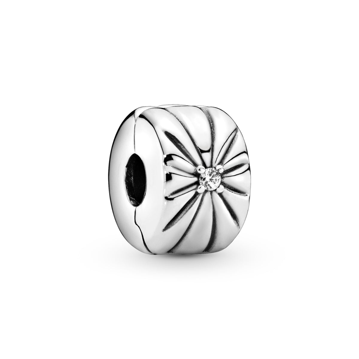 Pandora Sparkling Sunburst Clip Bedel zilver