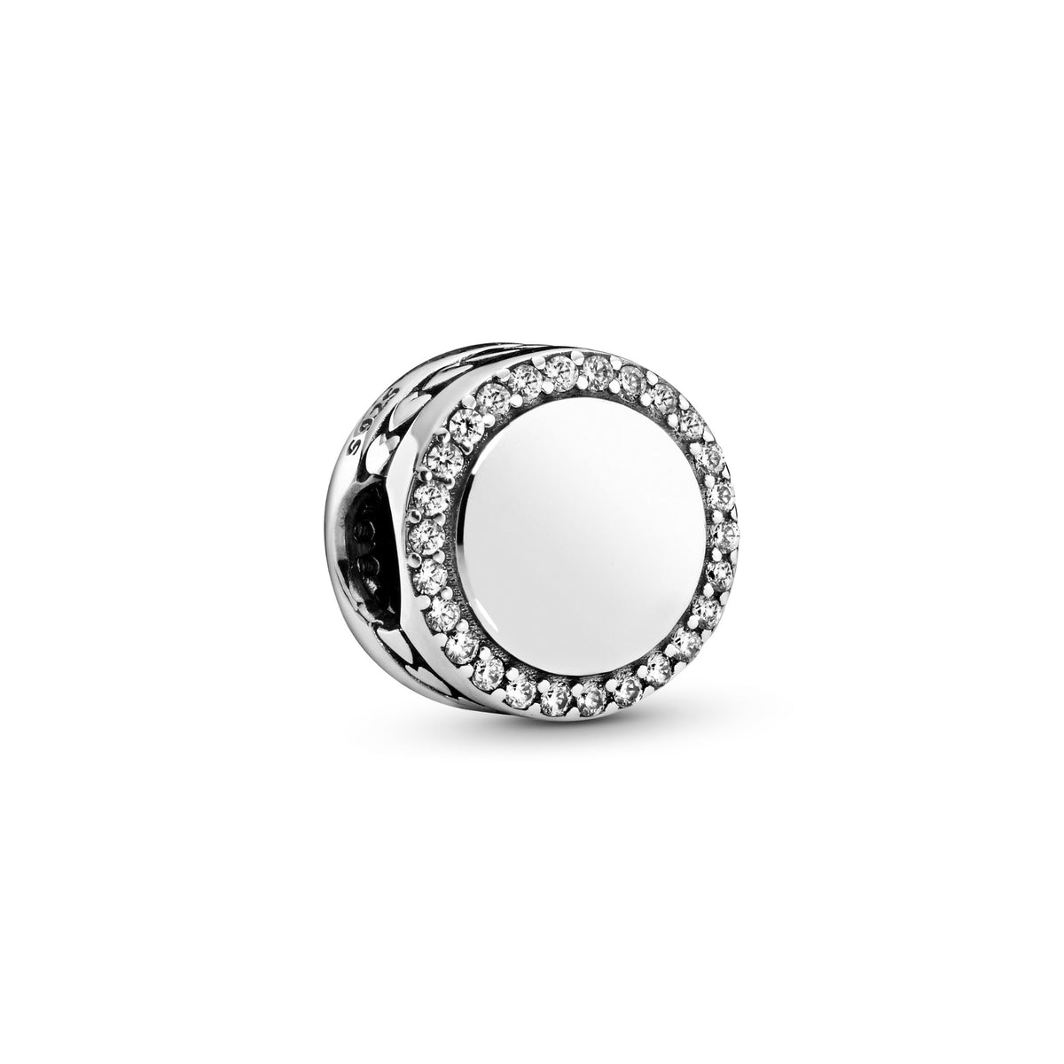 Pandora Graveerbare Sprankelende Button Bedel zilver