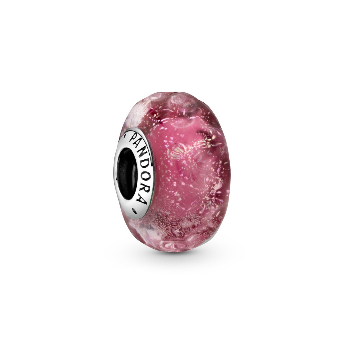 Pandora Golvende Fancy Roze Muranoglazen Bedel zilver