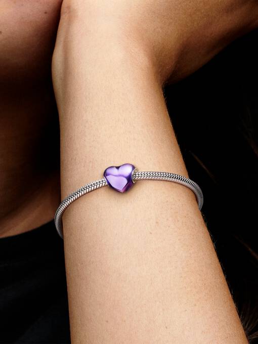 Pandora Metallic Purple Heart Charm zilver - 793337C01