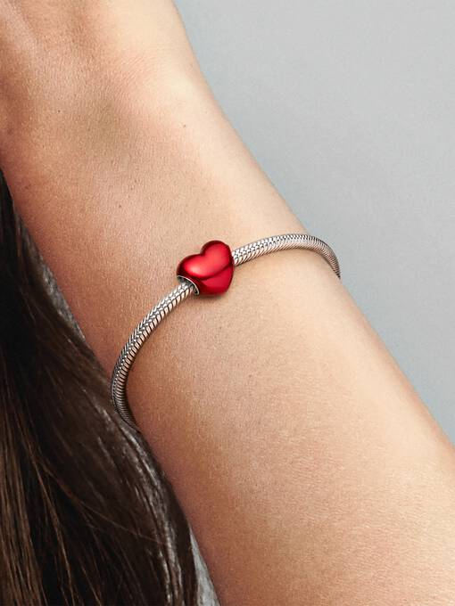 Pandora Metallic Red Heart Charm zilver - 793337C02