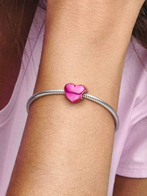 Pandora Metallic Roze Hart Bedel zilver - 793337C03