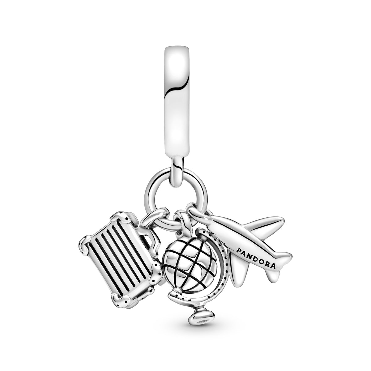 Pandora Vliegtuig, Wereldbol & Koffer Hangende Bedel zilver 799435C01