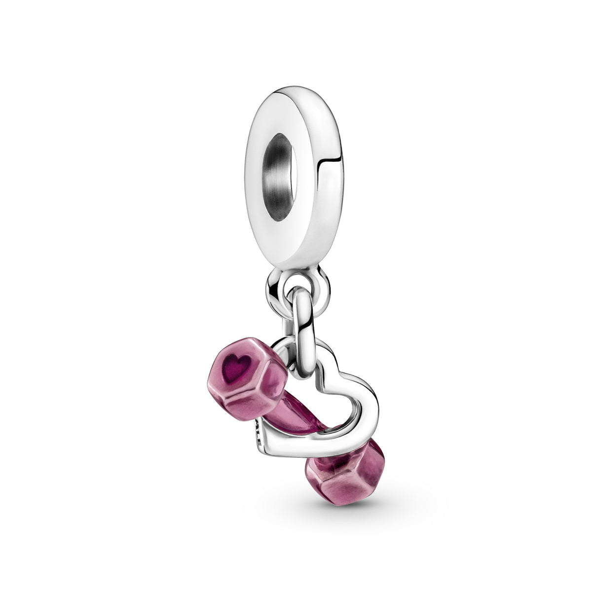 Pandora Dumbbell & Hart Hangende Bedel zilver