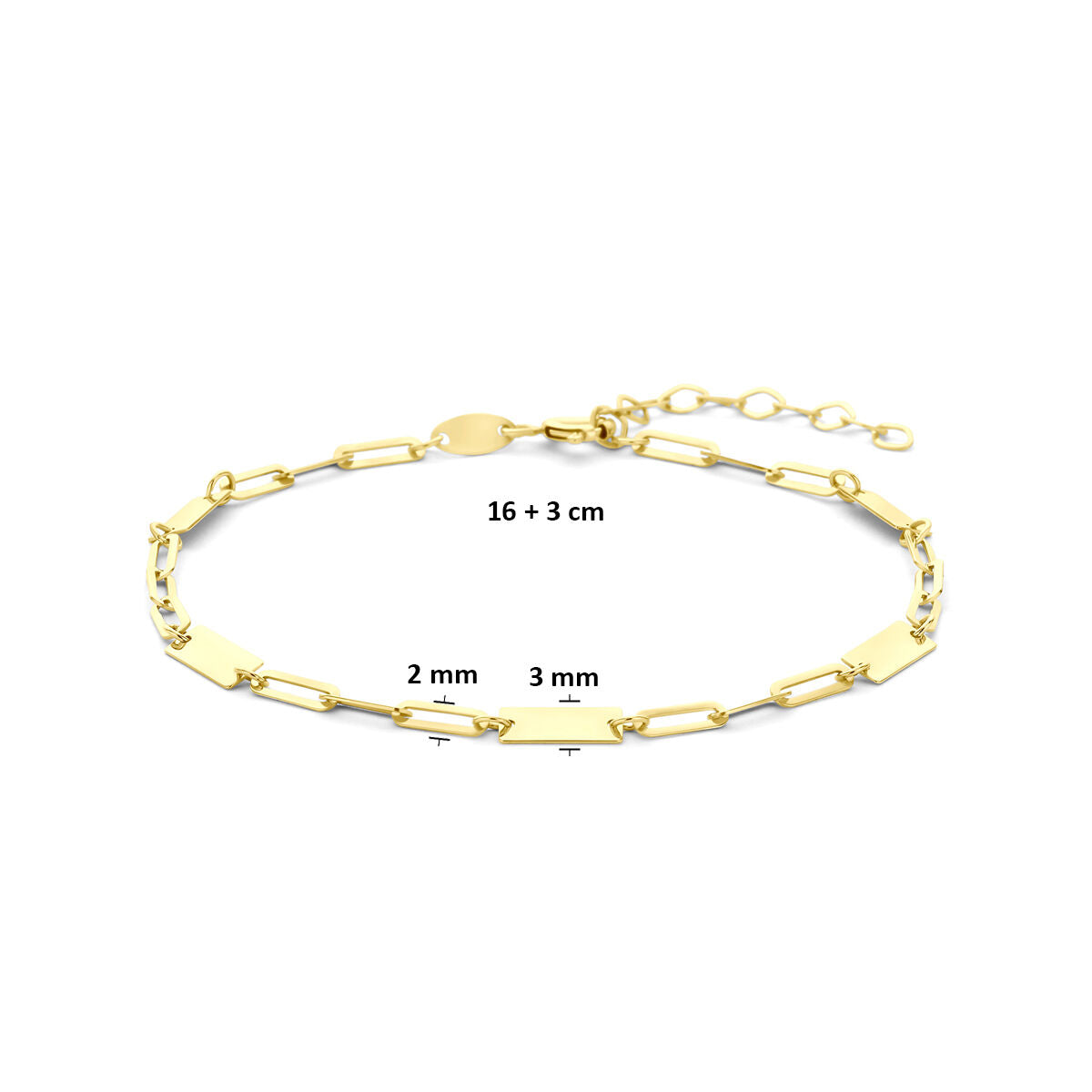 Fantasy Collection 9K armband plaatjes 16 + 3 cm 9K geelgoud