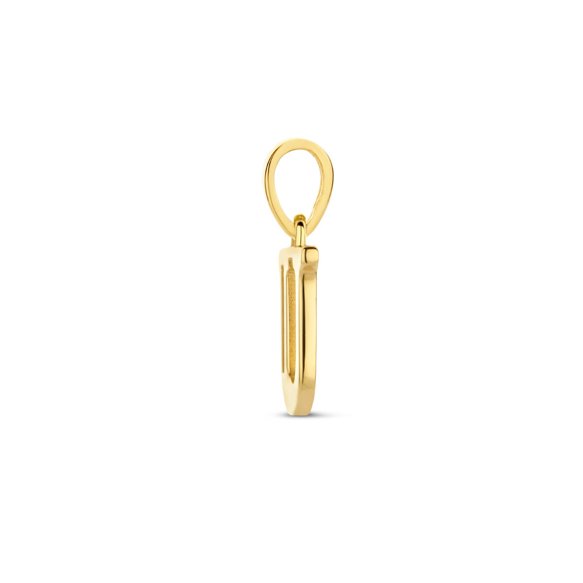 Hanger letter U zirkonia 14 mm 14K geelgoud #Letter_U