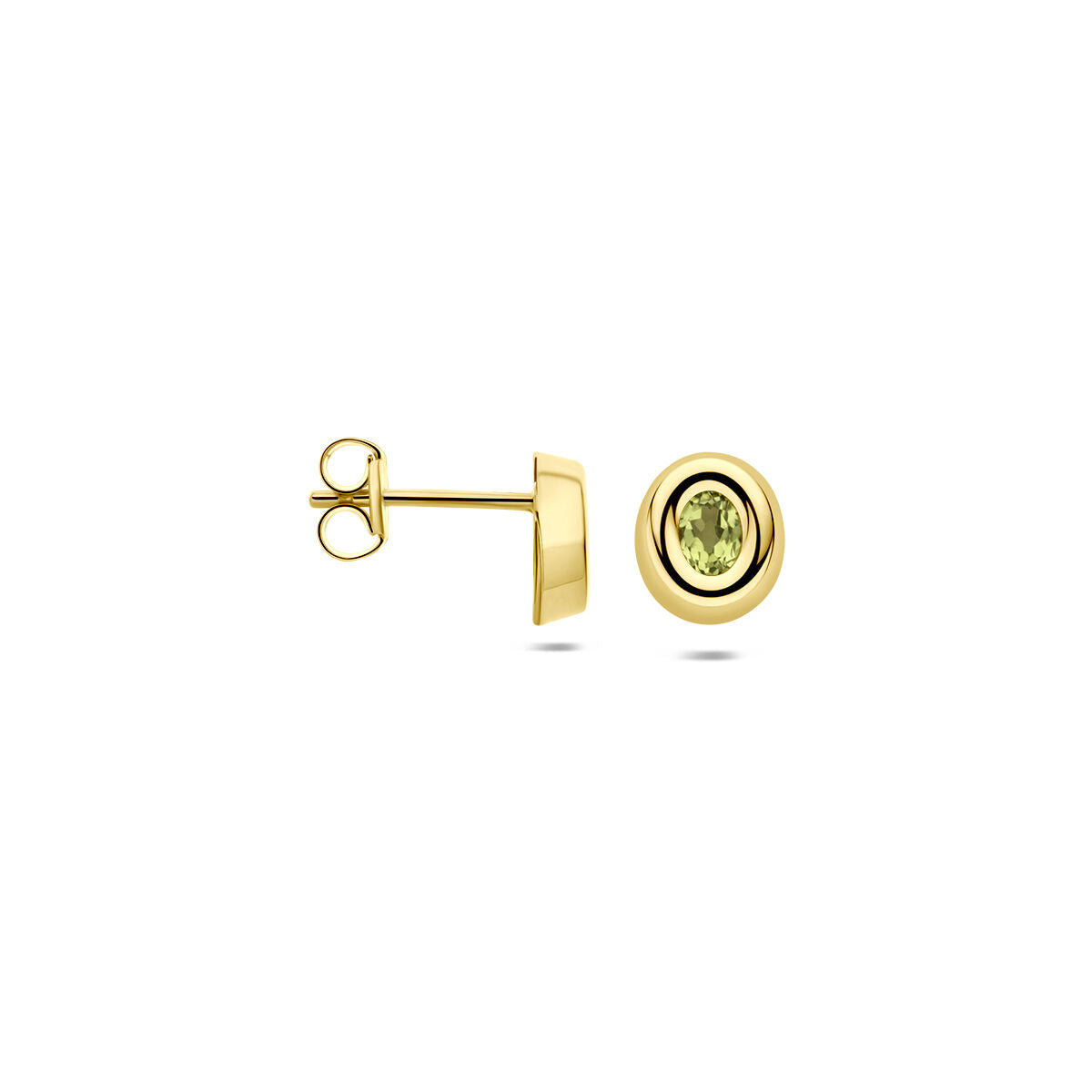 Oorknoppen peridot 9K geelgoud 6,5 mm