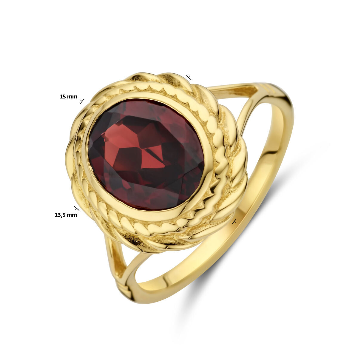 Ring granaat 14K geelgoud