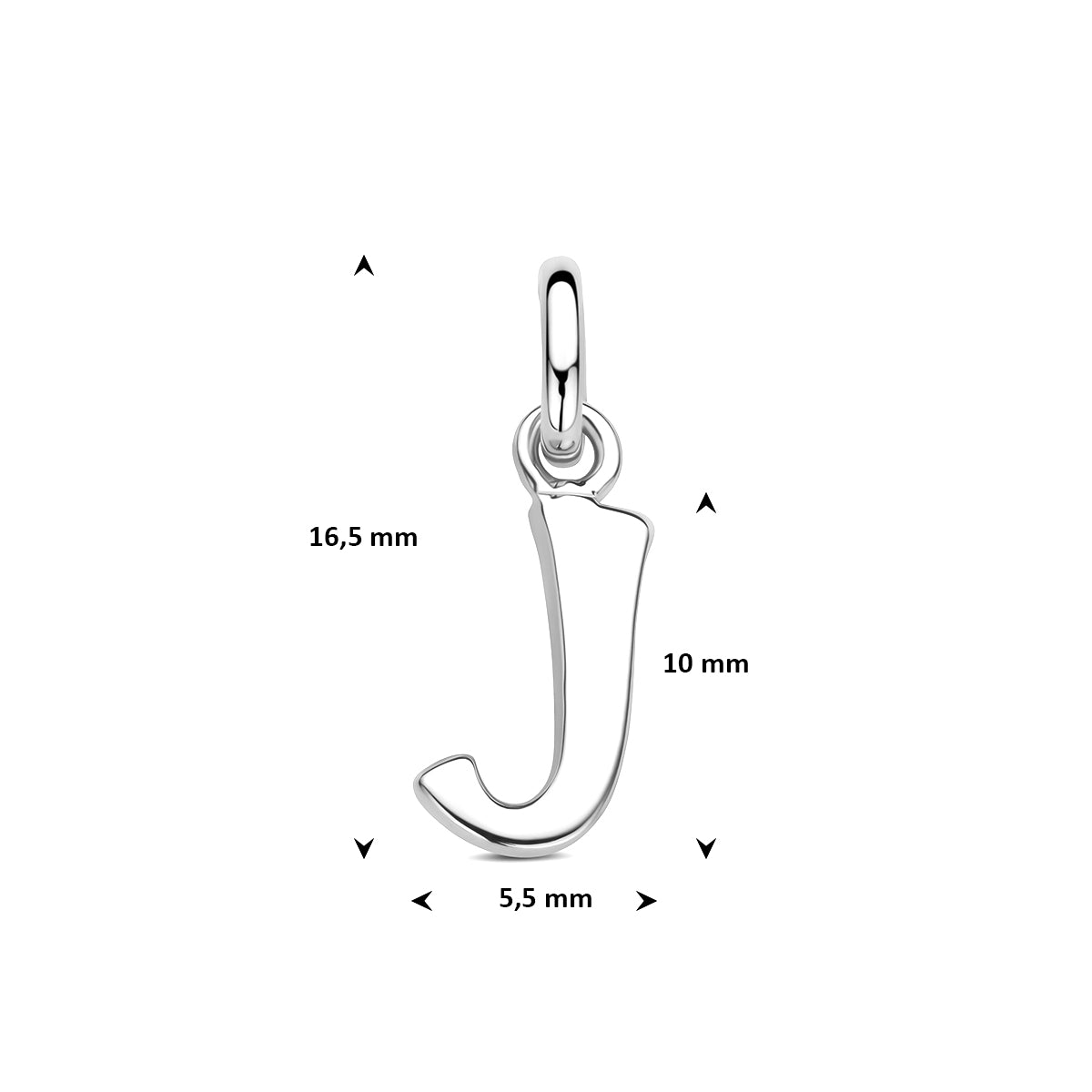 Hanger letter J 12,5 mm zilver #Letter_J
