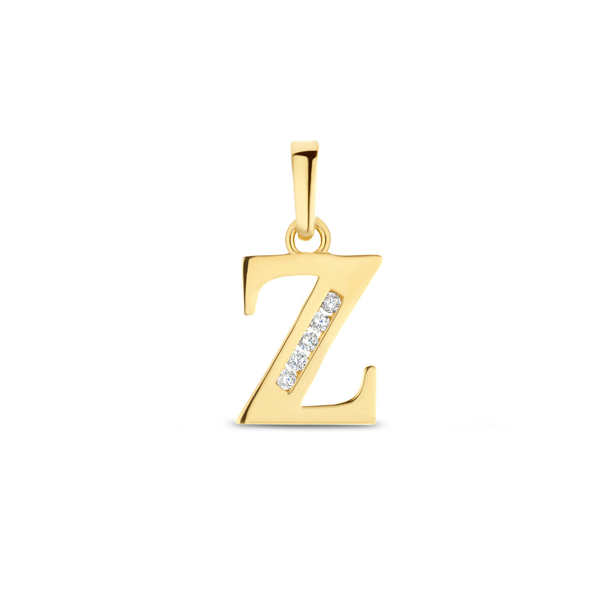 Hanger letter Z zirkonia 14 mm 14K geelgoud #Letter_Z